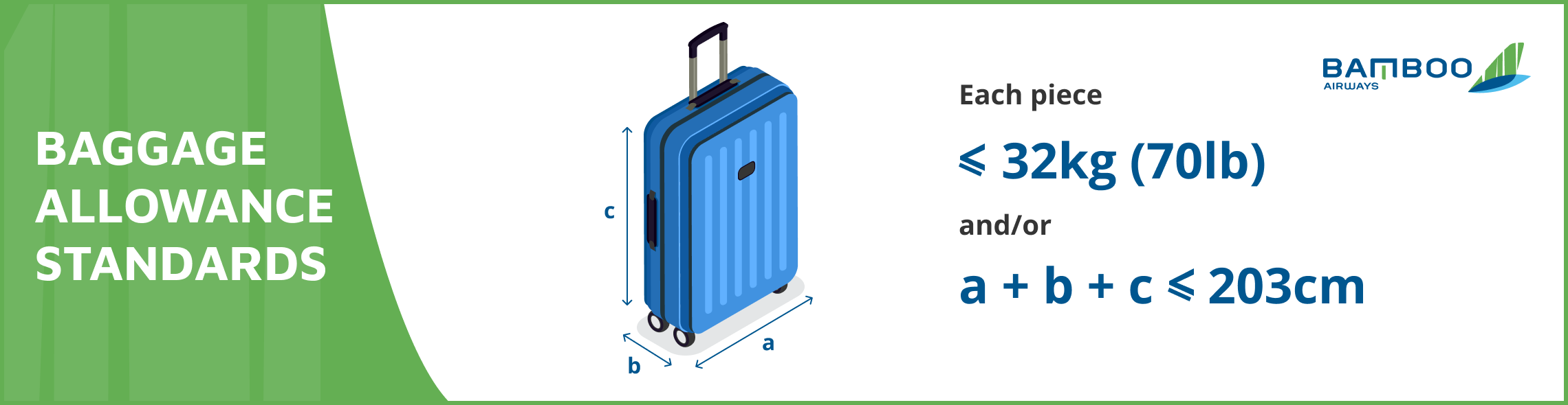 International checked deals baggage size